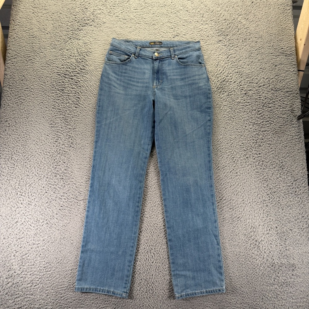 Lee Jeans Womens 10 Blue Cotton Denim Straight Relaxed Workwear Travel Stretch